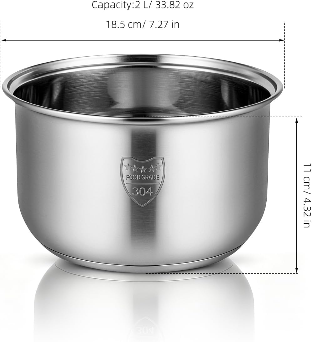 Amosfun Edelstahl Reiskocher Innentopf 2L Universal Ersatztopf FüR Elektrische Reiskocher Zum Kochen