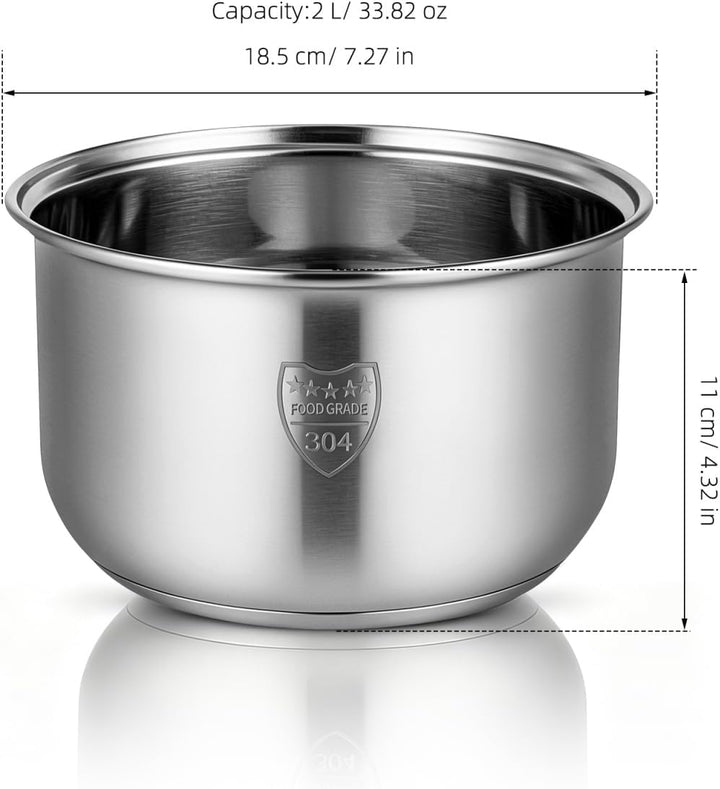 Amosfun Edelstahl Reiskocher Innentopf 2L Universal Ersatztopf FüR Elektrische Reiskocher Zum Kochen