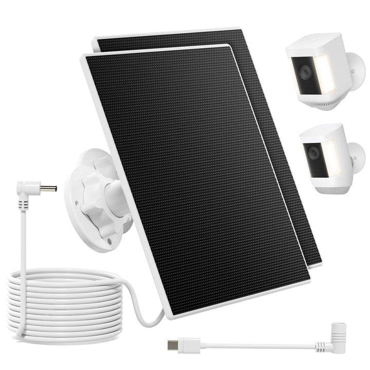 Solarpanel für Ring Kamera, 3W Solarpanel Build-in 4000mAh Akku kompatibel mit Ring Spotlight Cam/Pr