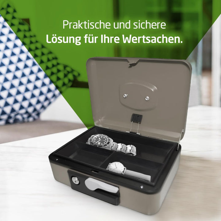 Amig - Geldkassette | Sicherheits Stahlkonstruktion | Herausnehmbares Münzfach | Robuste Emaille-Obe