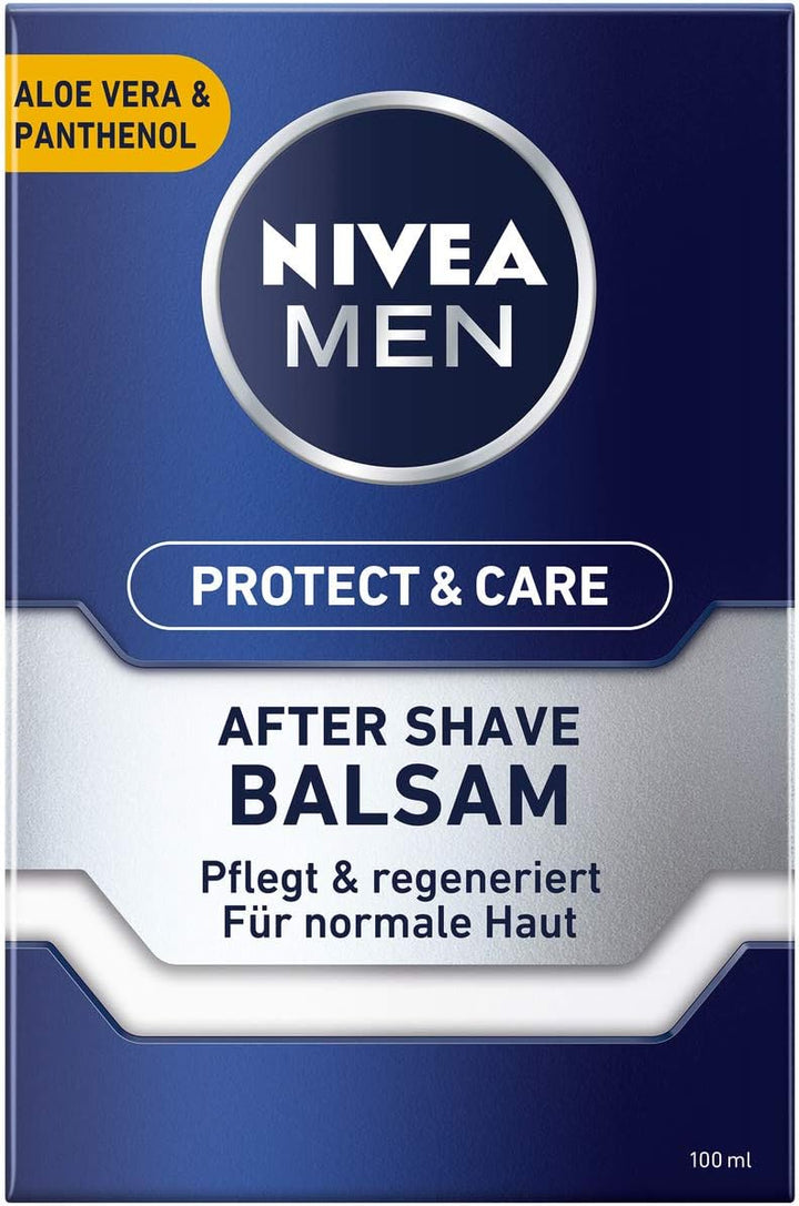NIVEA MEN Protect & Care After Shave Balsam im 4er Pack (4 x 100 ml), beruhigendes After Shave, Haut