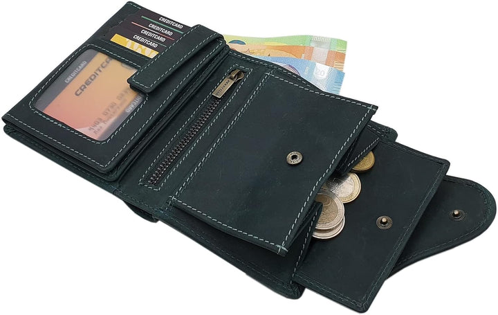 myledershop Vollrindleder Damen Hochformat Geldbörse/Geldbeutel/Portemonnaie mit Aussenriegel und RF