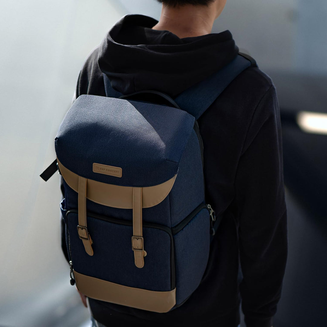 K&F Concept Kamerarucksack Rolltop 20L Fotorucksack Wasserdicht Robuste Rucksack-Stofftaschen aus St