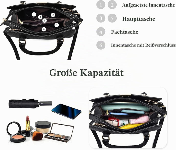 FANDARE Damen Handtasche Tote Beutel PU-Leder Umhängetaschen Schultertasche Wasserdicht Henkeltasche