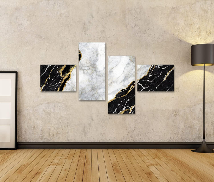 islandburner Bild auf Leinwand Luxus Abstrakter Hintergrund Schwarz Weisser Marmor Mit Goldenen Ader
