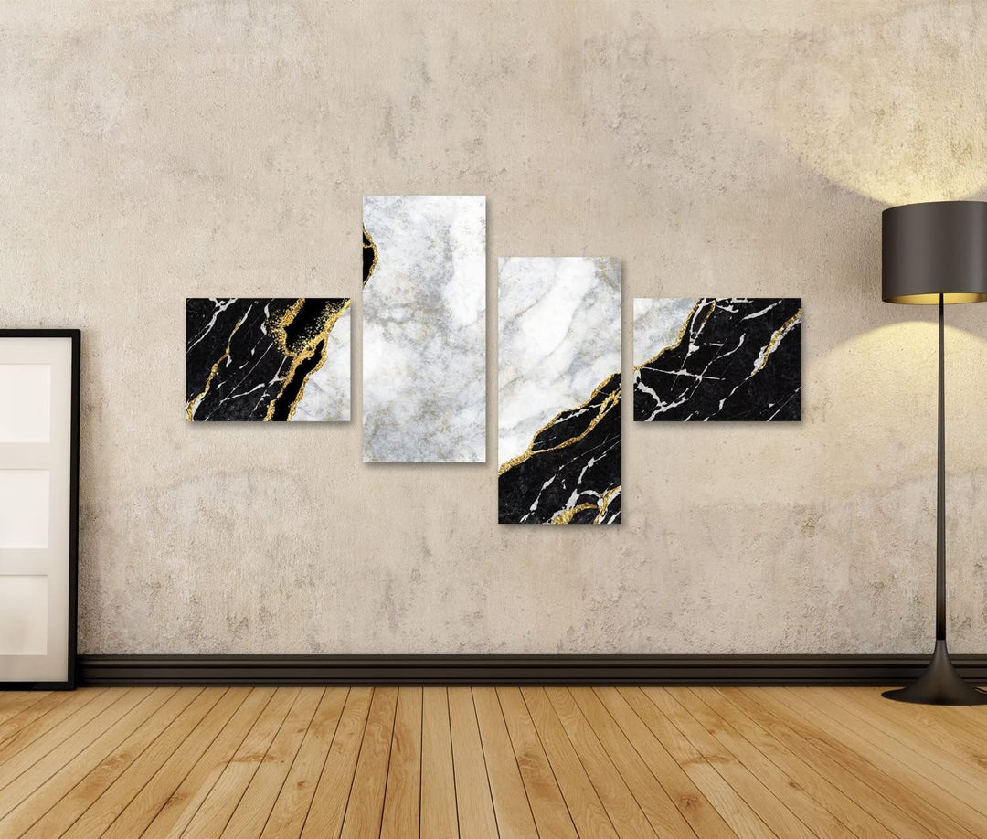islandburner Bild auf Leinwand Luxus Abstrakter Hintergrund Schwarz Weisser Marmor Mit Goldenen Ader
