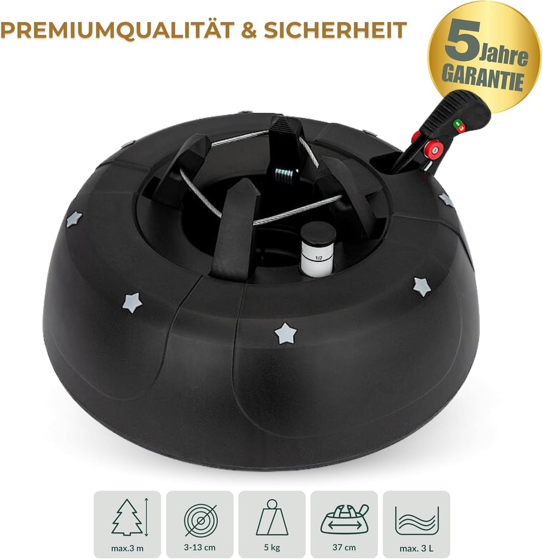Kamai Stabiler Christbaumständer für Baumhöhe bis 3m, mit Fusspedal und Einseiltechnik, inkl. 3L Was