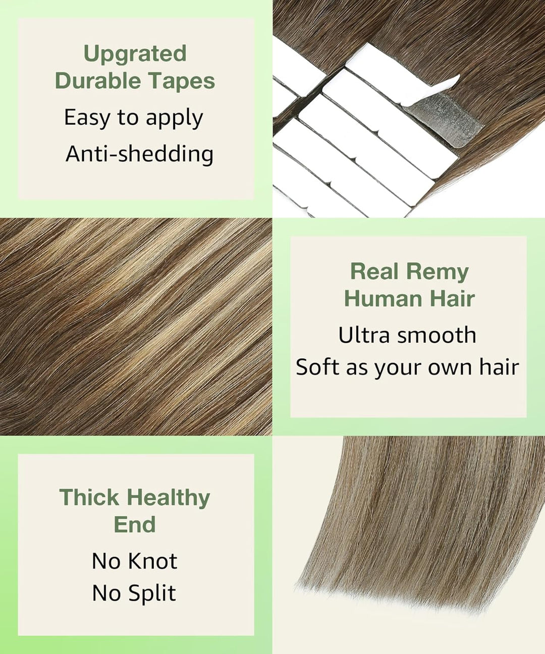 SURNEL Tape in Echthaarverlängerungen Braun Balayage Farbe 4-27-4 Mittelbraun Verblassen zu Honigblo