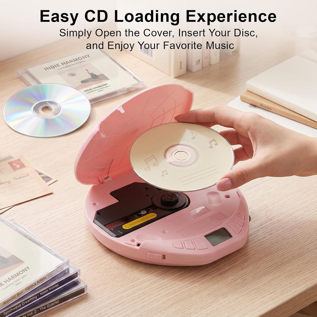 Gueray CD Spieler Tragbarer CD-Player Persönliche CD Player mit Kopfhörer LCD Display Anti-Skip Schu
