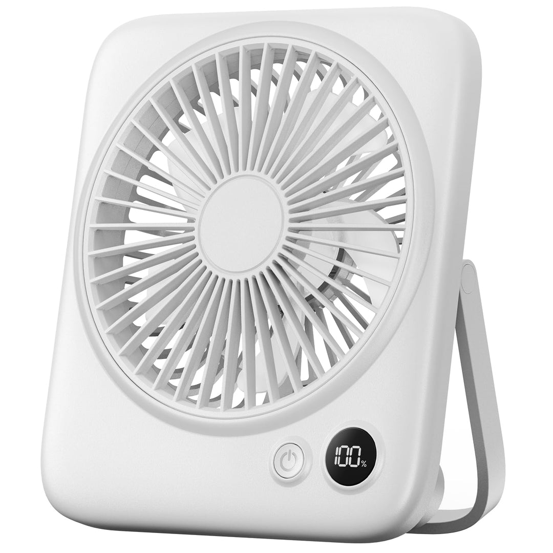 Otlonpe Tischventilator Leise, 4000mAh Akku Ventilator Camping Tragbar, 23H Laufzeit Mini Ventilator