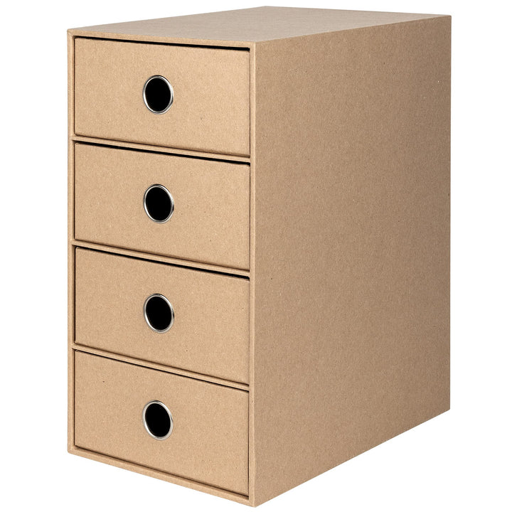 Rössler 1524452624 - S.O.H.O. 4er Schubladenbox für DIN A5, mit Griffloch, Kraft, 250 x 175 x 320 mm