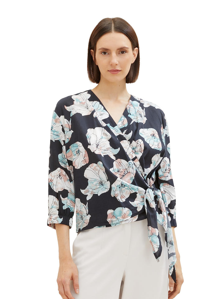 TOM TAILOR Damen Wickelbluse mit Blumen-Muster 38 32413-tie Dye Flower Design, 38 32413-tie Dye Flow