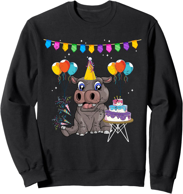 Hippo Kuchen Afrika Safari Tier Kinder Geburtstag Nilpferd Sweatshirt