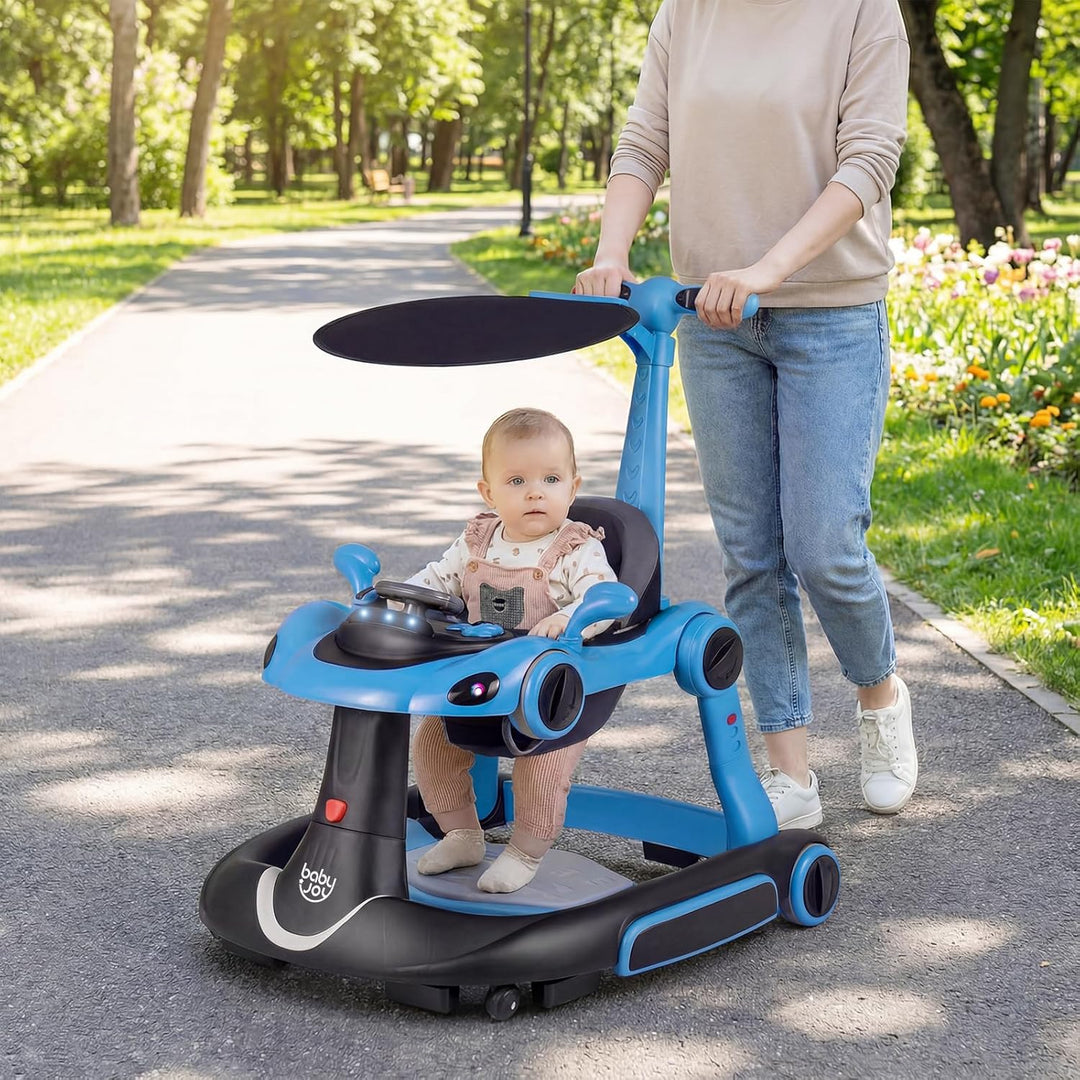 LIFEZEAL Lauflernwagen mit Sonnenschirm, 6-in-1 Lauflernhilfe Gehhilfe Baby mit Licht, Musik, Spiele