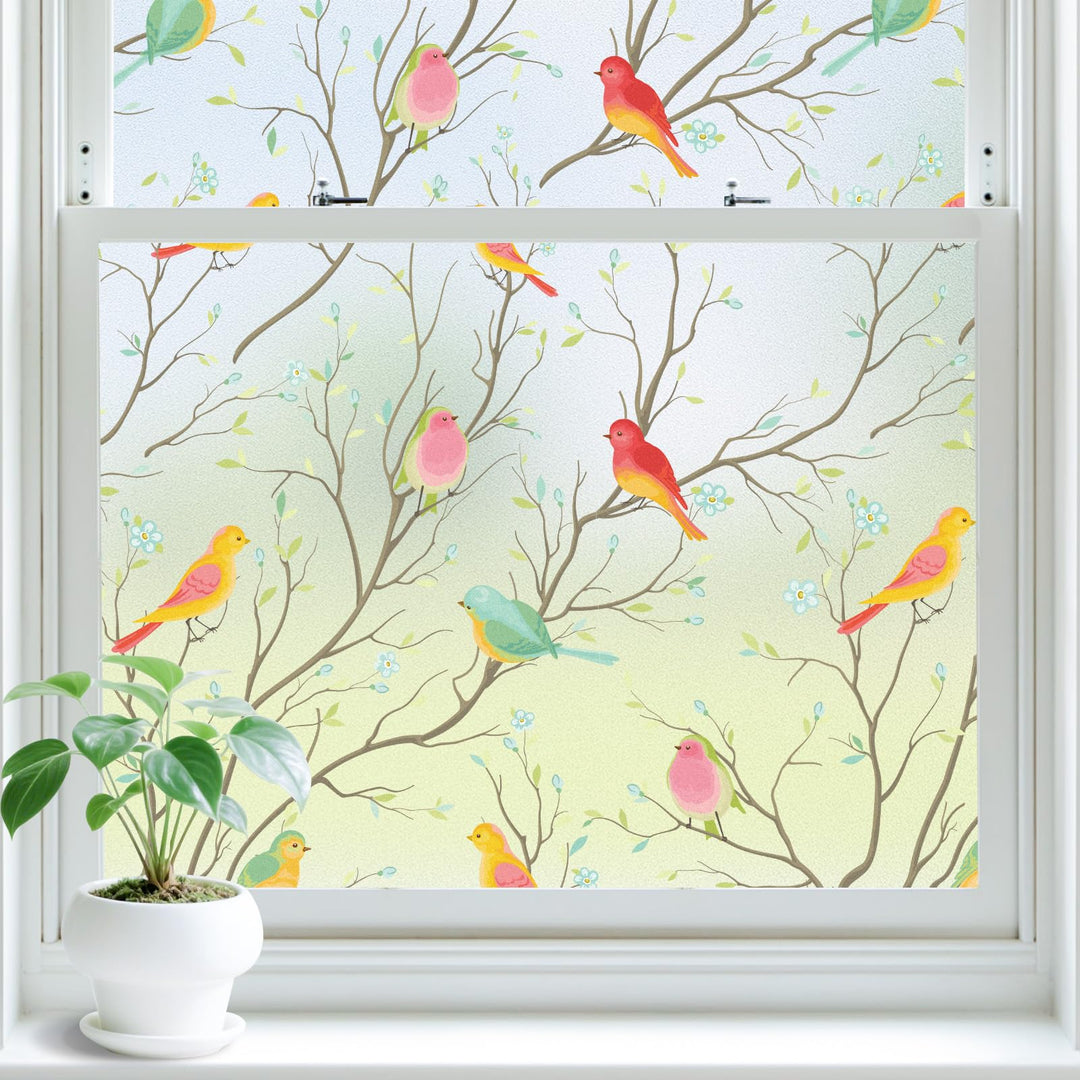 Lifetree Fensterfolie Blickdicht Sichtschuzfolie Selbsthaftende: Glasmalerei Sonnenschutz Fenster Bu