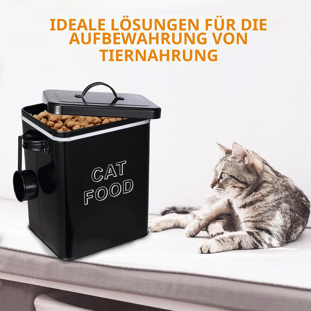 Pethiy Katzenfutter Katzenleckerli aufbewahrung Box, 6.5 Liter Metall Katzenfutter Box Aufbewahrungd