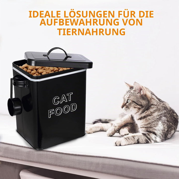 Pethiy Katzenfutter Katzenleckerli aufbewahrung Box, 6.5 Liter Metall Katzenfutter Box Aufbewahrungd