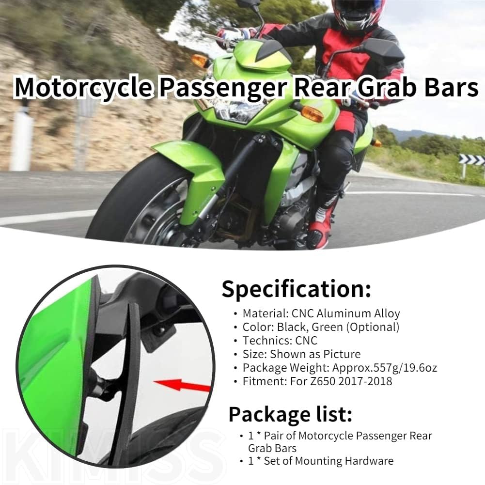 KIMISS Motorrad Haltegriffe Sitzschienengriff, CNC Aluminium Motorrad Hinterer Haltegriff Sitzschien