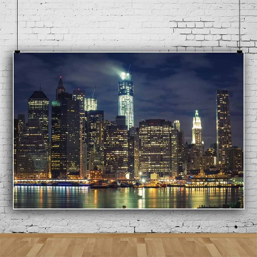 Renaiss 3x2m Stadt Nachtansicht Hintergrund New York Landschaft Hintergrund Amerikanische Wahrzeiche