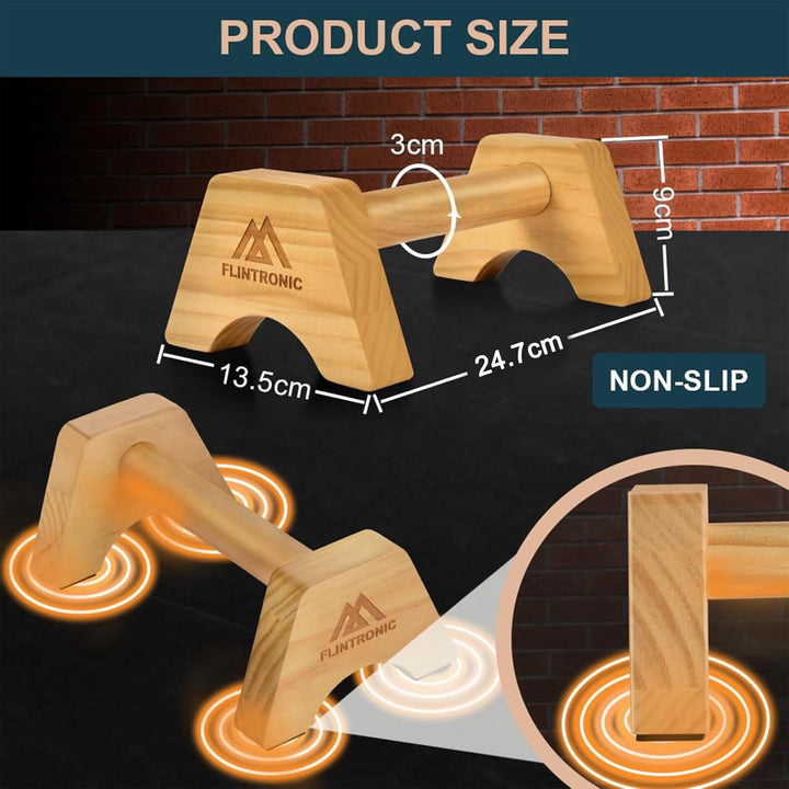 flintronic Liegestützgriffe Holz, 1 Paar Rutschfeste Push Up Bars, Holz Parallettes, Ergonomische Ha