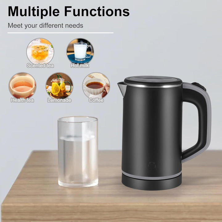 Towwoo 800ML Reisewasserkocher Klein, 600W 5 Minuten Schnelles Kochen Mini Edelstahl Wasserkocher, Ü