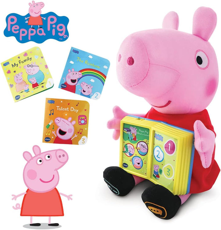 VTech -80-552222 Interaktives Plüschtier Schwein Lernen Sie mit Peppa Hörbüchern, Farbe, einzigartig