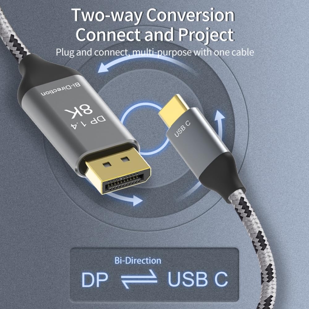 CY Reversibles DisplayPort DP Source zu USB 3.1 Typ C USB-C Displaykabel männlich 8K HDTV Kabel für