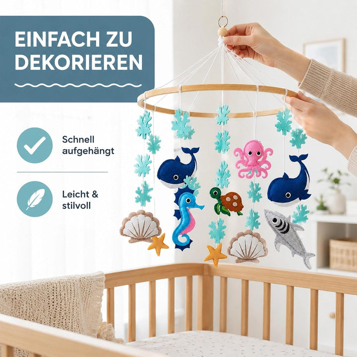 Mobile WaldtiereFilz,Filz Bettglocke,mobile Wickeltisch,Fenster Holz Halterung Meer, Meer