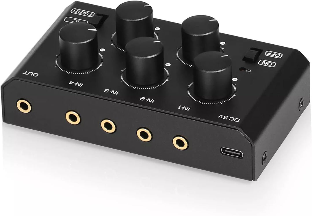 Mini Stereo-Audiomixer mit 4 Kanälen und sehr geringem Rauschen für Heim/Studio/Bar Line-Mixer (MC5-
