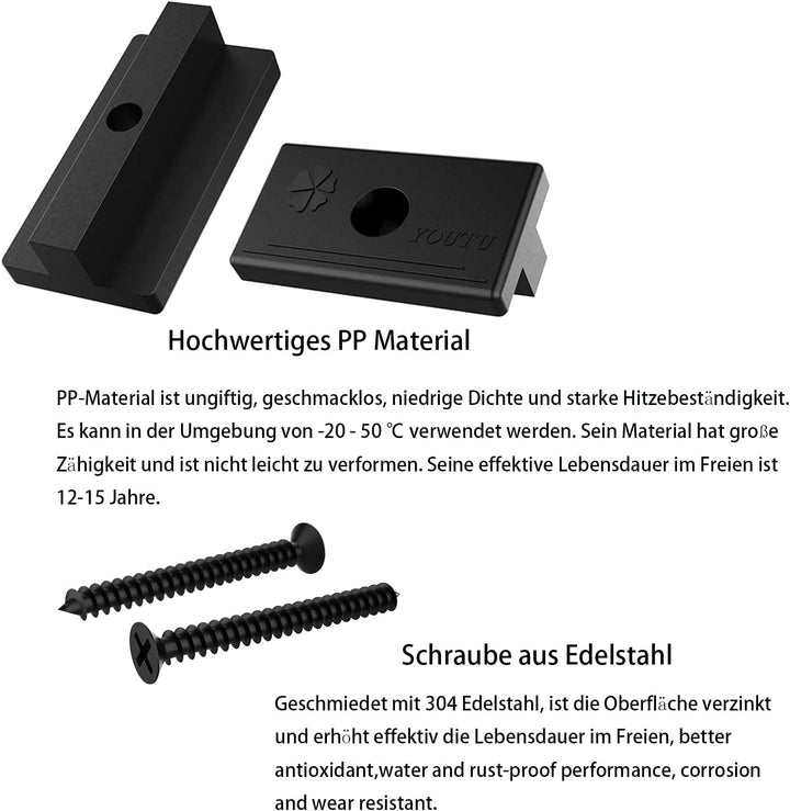YOUTU® 200 Stück WPC Clips, Versteckte Befestigung mit T-Clip mit Schrauben, versteckte Befestigung