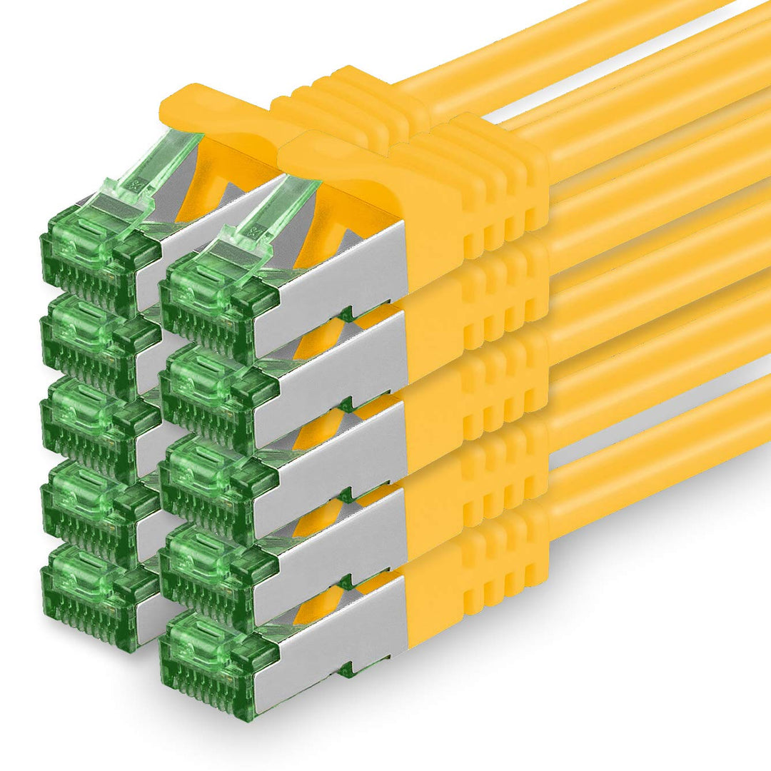 Cat7 Netzwerkkabel 7,5m - Gelb - 10 Stück - Cat 7 Ethernetkabel Lankabel Lan 10Gbits Patchkabel Rj45