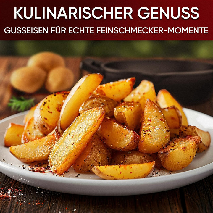 GUSSKÖNIG Gusseisen Grillpfännchen für Grill (2er Set) - Gusseisenpfanne klein Ø 11 cm - 2x kleine P