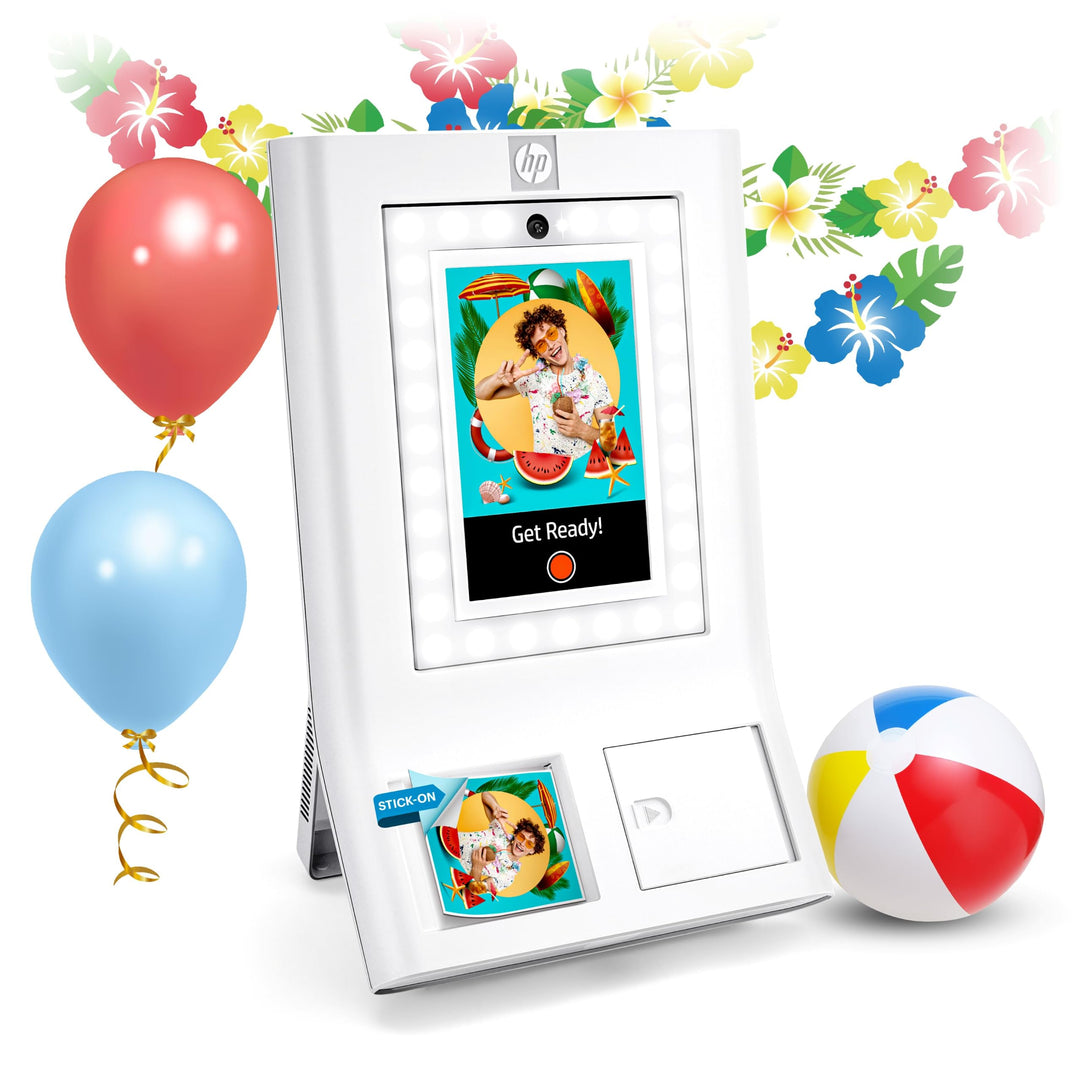 HP Sprocket Fotoautomat mit Sofortbilddrucker – 25,7cm Touchscreen, LED-Ringlicht – über 250 Rahmen