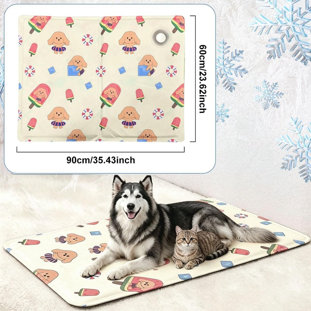 Kühlmatte Hund Katze Selbstfüllend 60×90cm,XL Kühldecke Hund Mit Ungiftigem Dünnes Gel,Faltbar leich