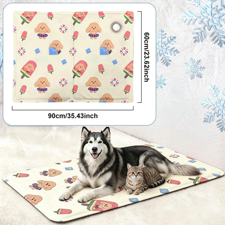 Kühlmatte Hund Katze Selbstfüllend 60×90cm,XL Kühldecke Hund Mit Ungiftigem Dünnes Gel,Faltbar leich
