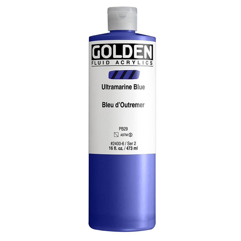 Golden : Fluid Acrylic Paint : 473ml (16oz) : Ultramarine Blue Blau - Marineblau (Ultramarino), Blau