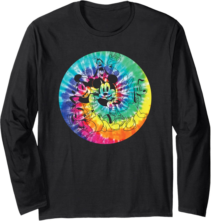 Disney Mickey Mouse and Friends 90s Rainbow Tie Dye Langarmshirt