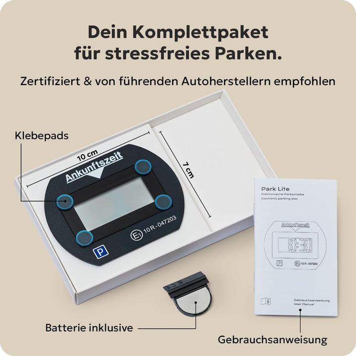 2X Park Lite elektronische Parkscheibe Digitale Parkuhr schwarz mit offizieller Zulassung vom KBA -
