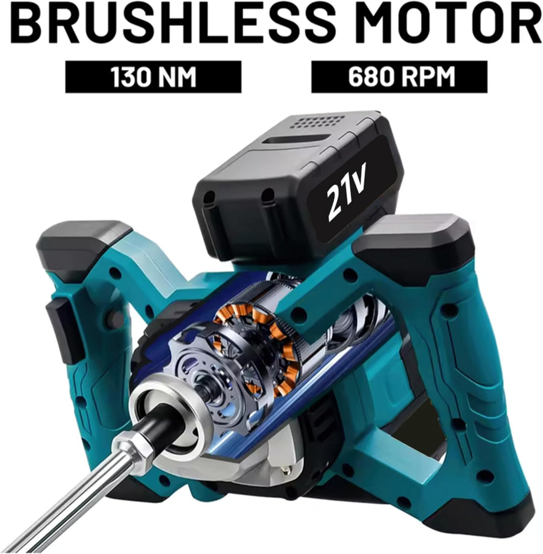 Akku-Farbmörtelrührer, 24V Bürstenlos Rührwerkmit M14 Rühreraufnahme, 1700W 0-780U/min, 6 Stufen ein
