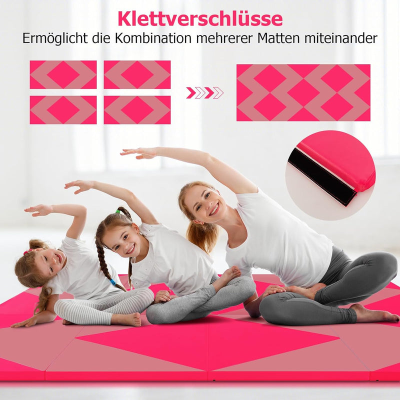 COSTWAY Weichbodenmatte klappbar, Gymnastikmatte tragbar, Yogamatte Turnmatte Klappmatte Fitnessmatt