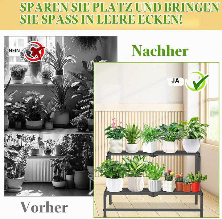 2 Stufiger Metall Pflanzenständer Blumentreppe, Blumenregal Pflanzenständer Pflanzenregal, Pflanzent