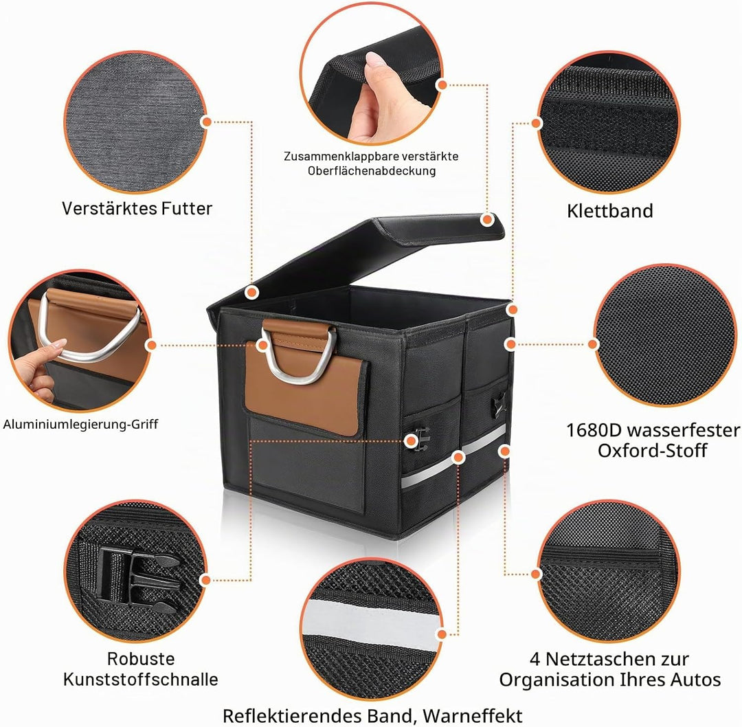 Kofferraumtasche Kofferraum Organizer mit Deckel, Autobox Auto Tasche Wasserdicht Zusammenklappbarer