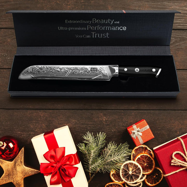 SHAN ZU 20 cm Damast Brotmesser mit Wellenschliff, 67 Lagen Japanischer Damaststahl, Kuchenmesser au