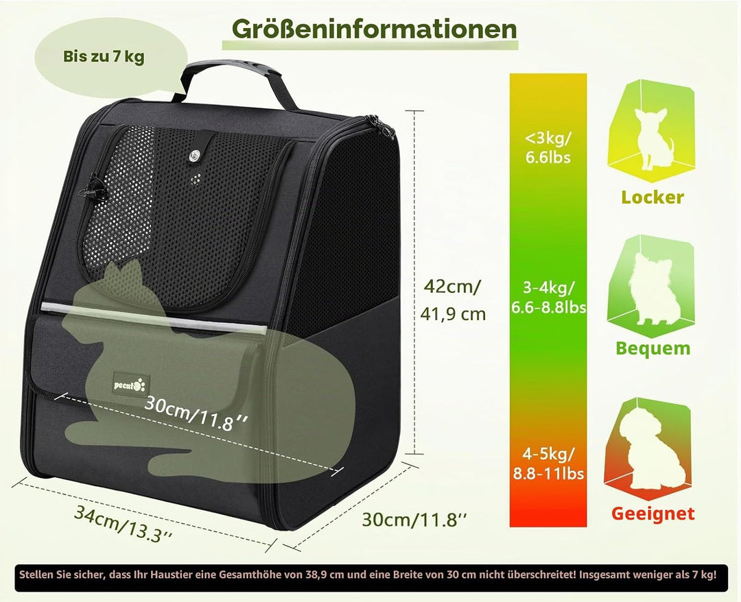 pecute Katzenrucksack Haustier Rucksack mit Netzfenster, Tragbare und Faltbare Katzentasche, Atmungs