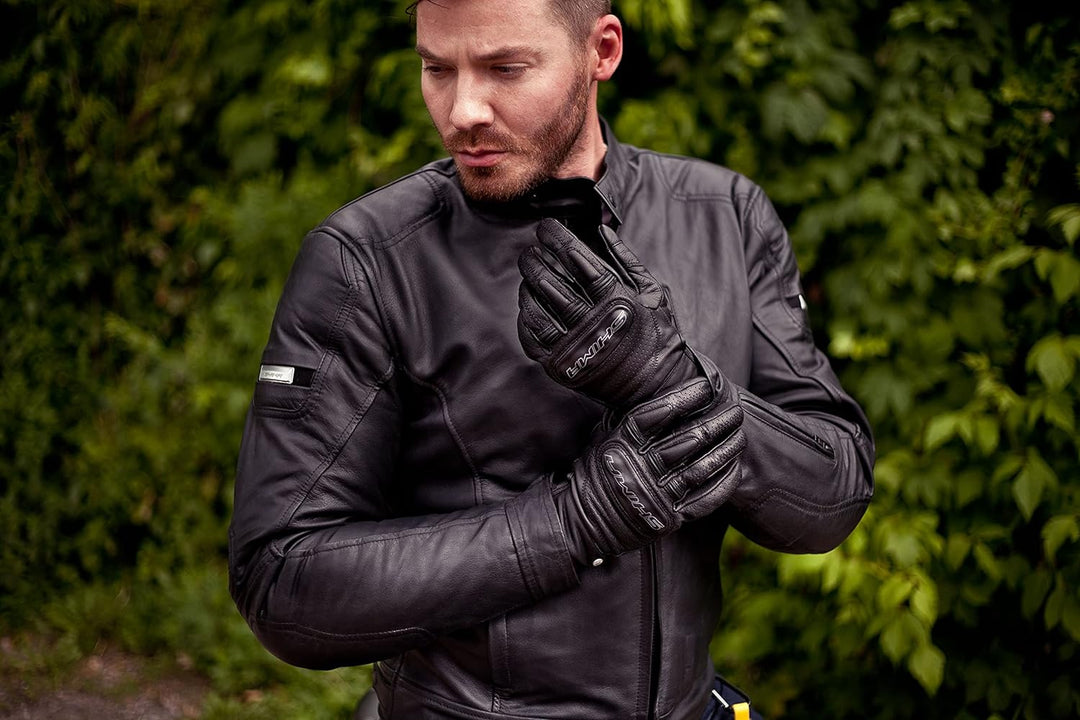 SHIMA Caliber Motorradhandschuhe Damen Herren - Klassische, Vintage, Sommer mit Protektoren S Schwar