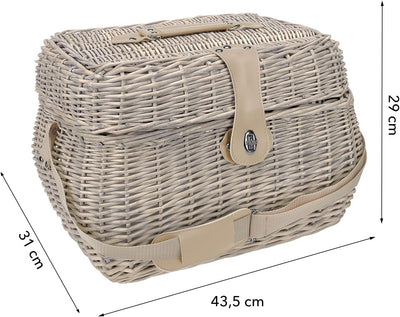 anndora Picknickkorb beige mit Isolierfach blau gestreift inkl. Zubehör 21 Teile - 4 Personen X: Bla