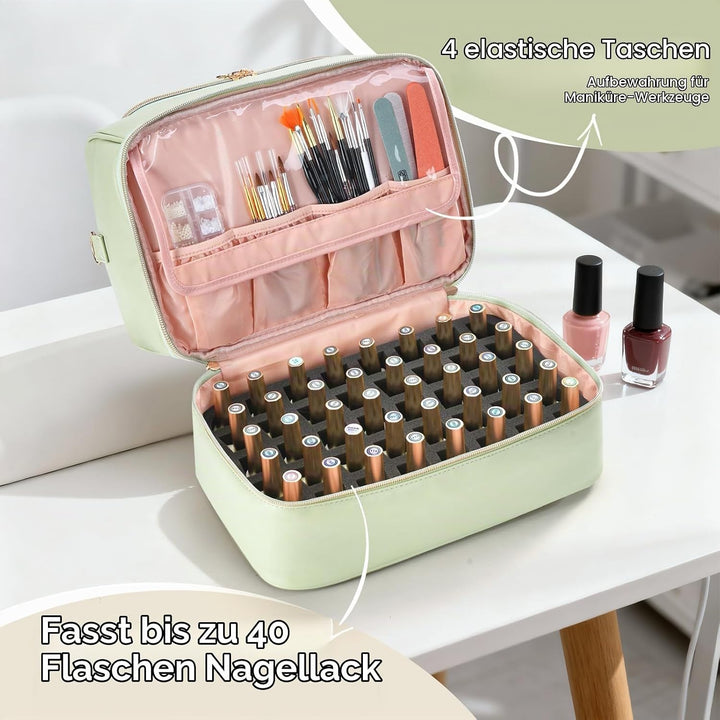 Uross Nagellack Organizer für 50 Nagellackflaschen und 1 LED-Nagellampe, Nagellack Aufbewahrung Tasc