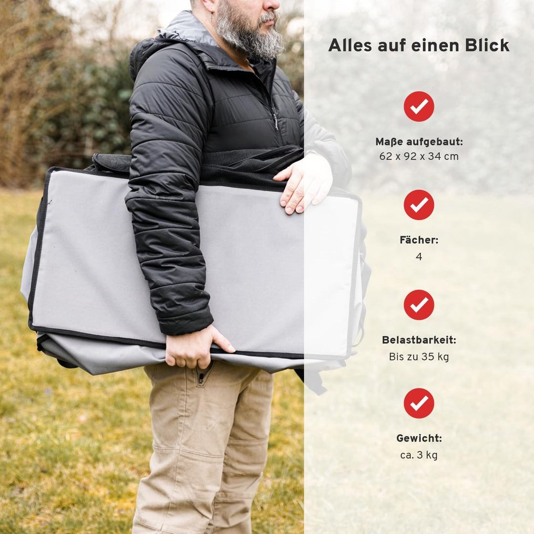 CAMPWERK Regal Organizer – Hängeorganizer mit 4 Fächern – Robust & platzsparend für Camping & Dachze
