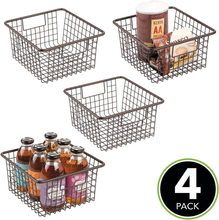 mDesign Farmhouse Decor Metalldraht Lebensmittelaufbewahrung Organizer Mülleimer Korb mit Griffen fü