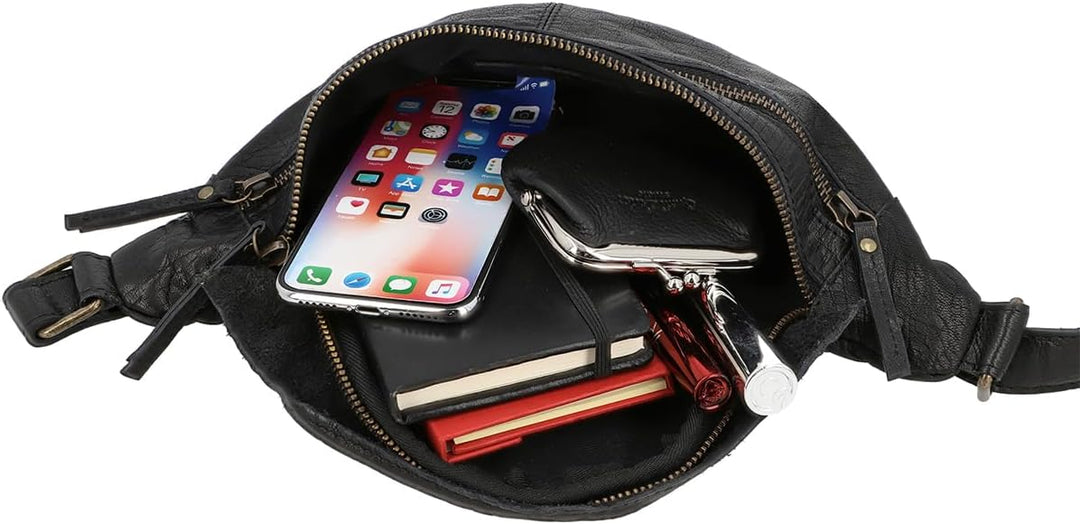 Gusti Gürteltasche Leder - Acton Damen und Herren Bauchtasche Festivaltasche Hüfttasche Vintage Lede